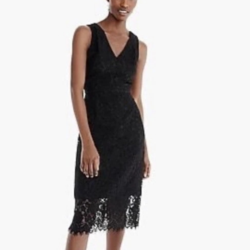 J. Crew V Neck Black Lace Dress